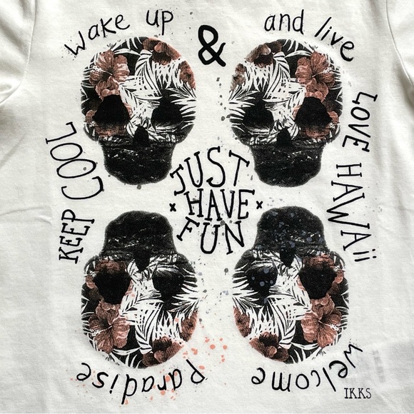 T-shirt IKKS Superbe - Inscription "WHITE" - Noir Et Blanc - Taille S - Occasion Très Bon état